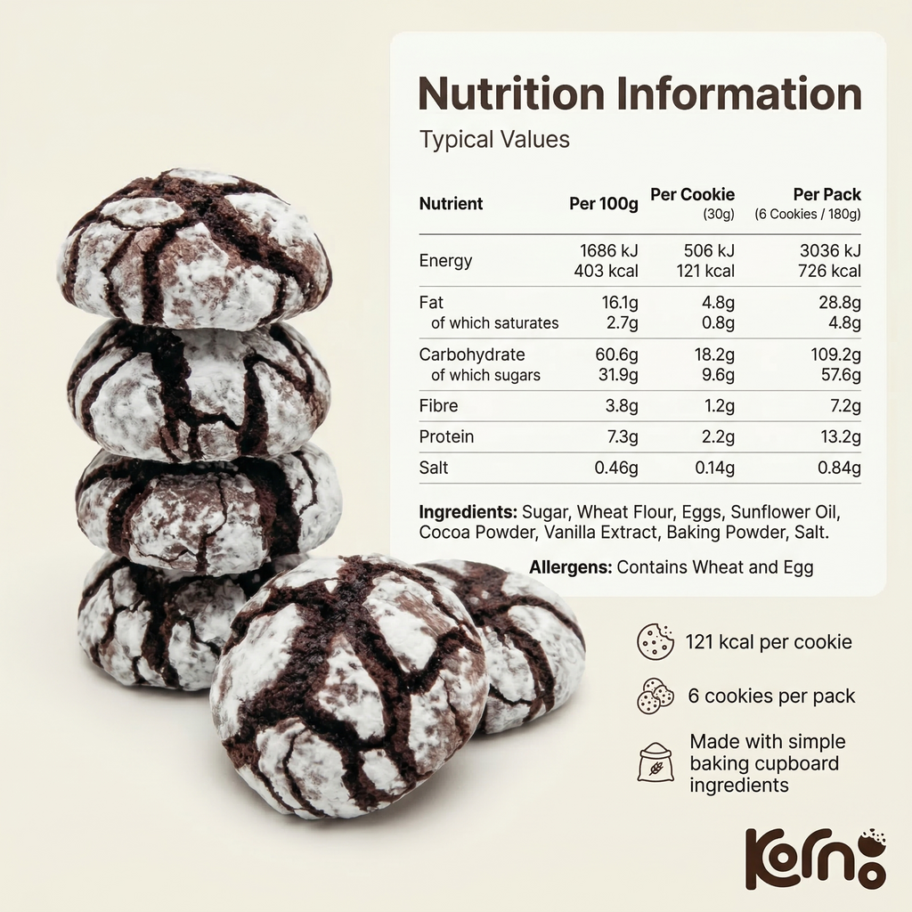 Kornoo Sweet Snow Chocolate Crinkle Cookies 6pcs