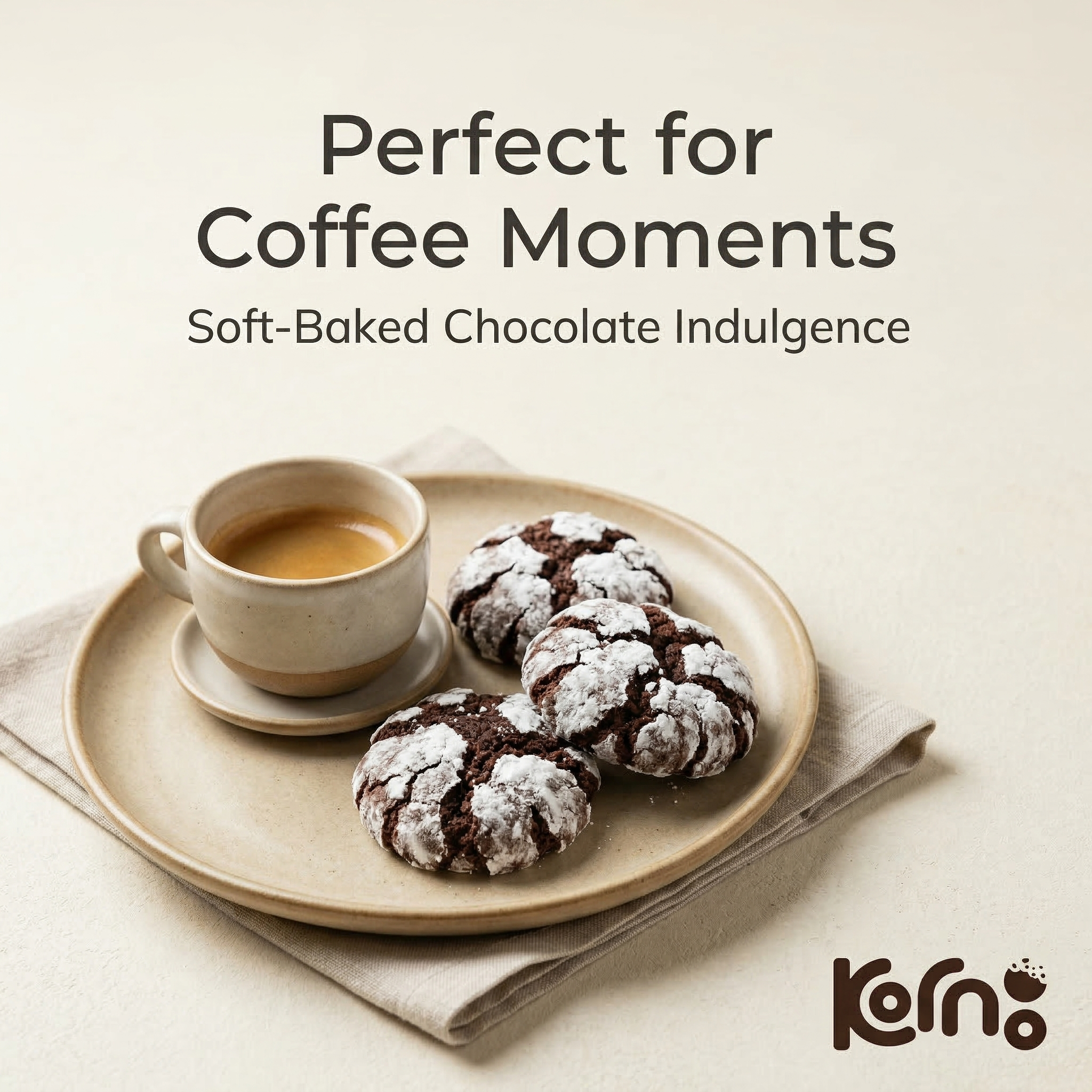 Kornoo Sweet Snow Chocolate Crinkle Cookies 6pcs