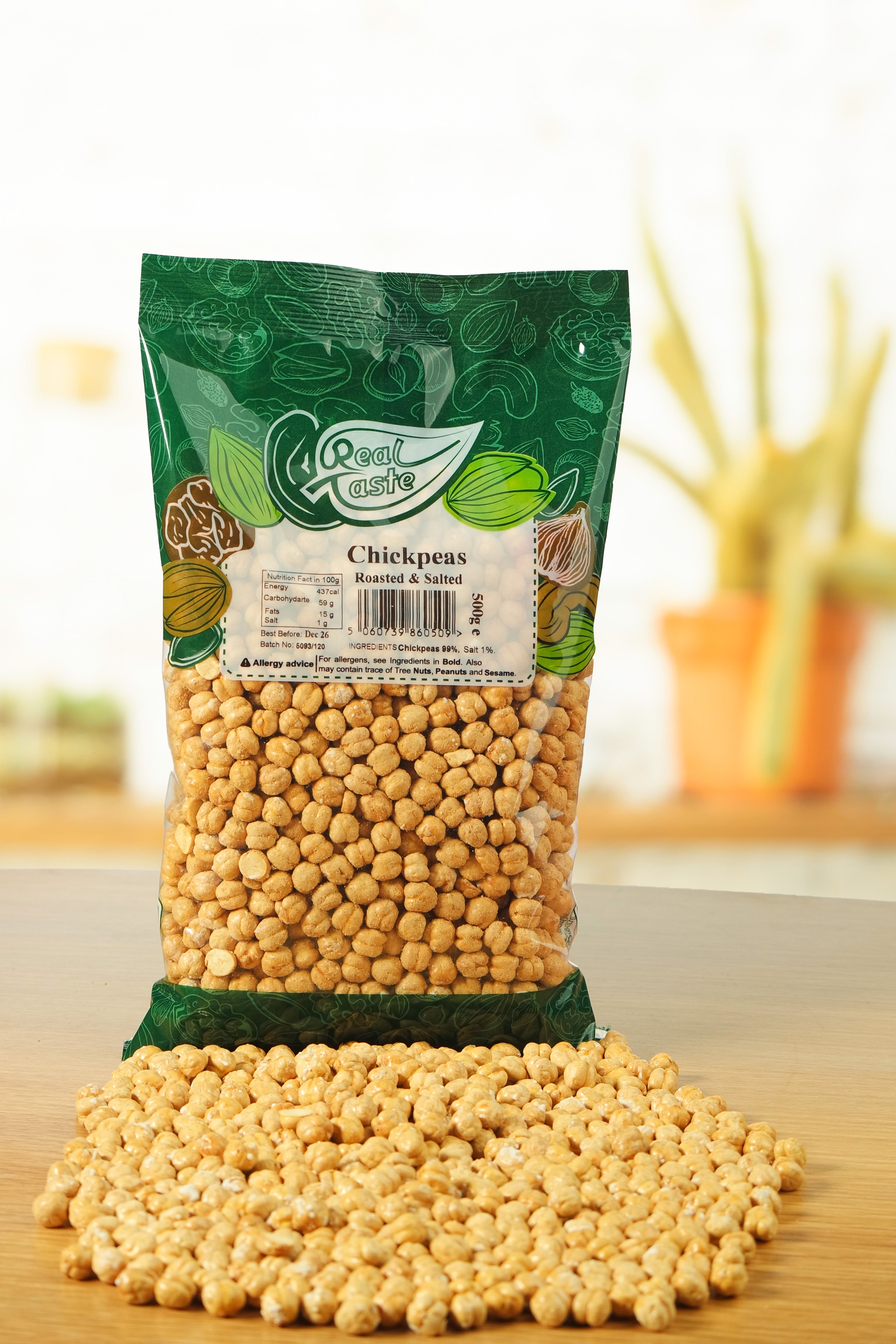 Real Taste Roasted & Salted Chickpeas 500g – Crunchy High Protein Snack UK
