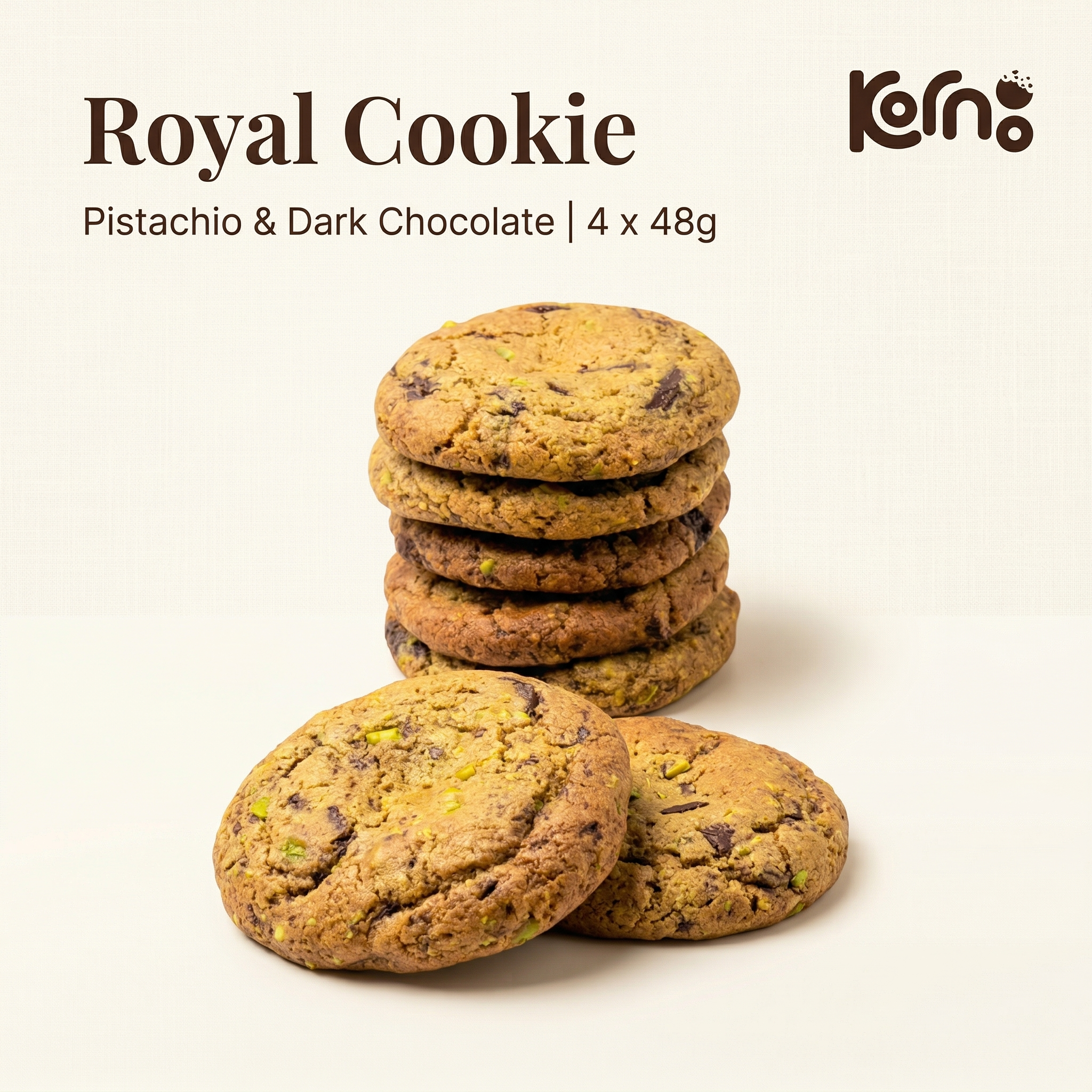 Kornoo Royal Cookie Pistachio & Dark Chocolate 4pcs