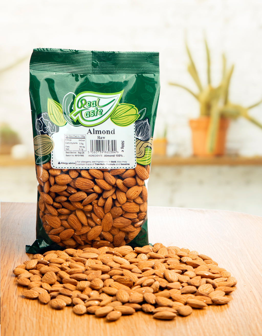 Real Taste Raw Almonds 500g – Natural Whole Almonds for Clean Plant-Based Snacking