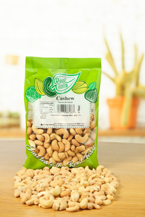 Real Taste Toasted Salted Cashews 200g– Creamy Roasted Cashew Nuts with Salt