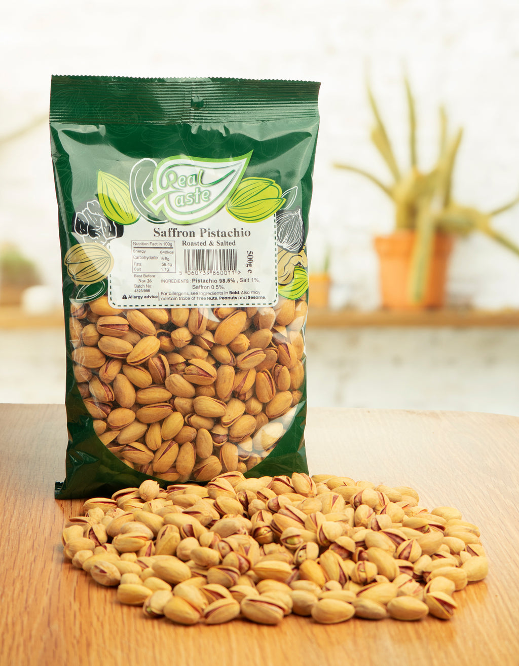 Real Taste Roasted Salted Saffron Pistachios – Rich Golden Nuts with Premium Flavor 500g
